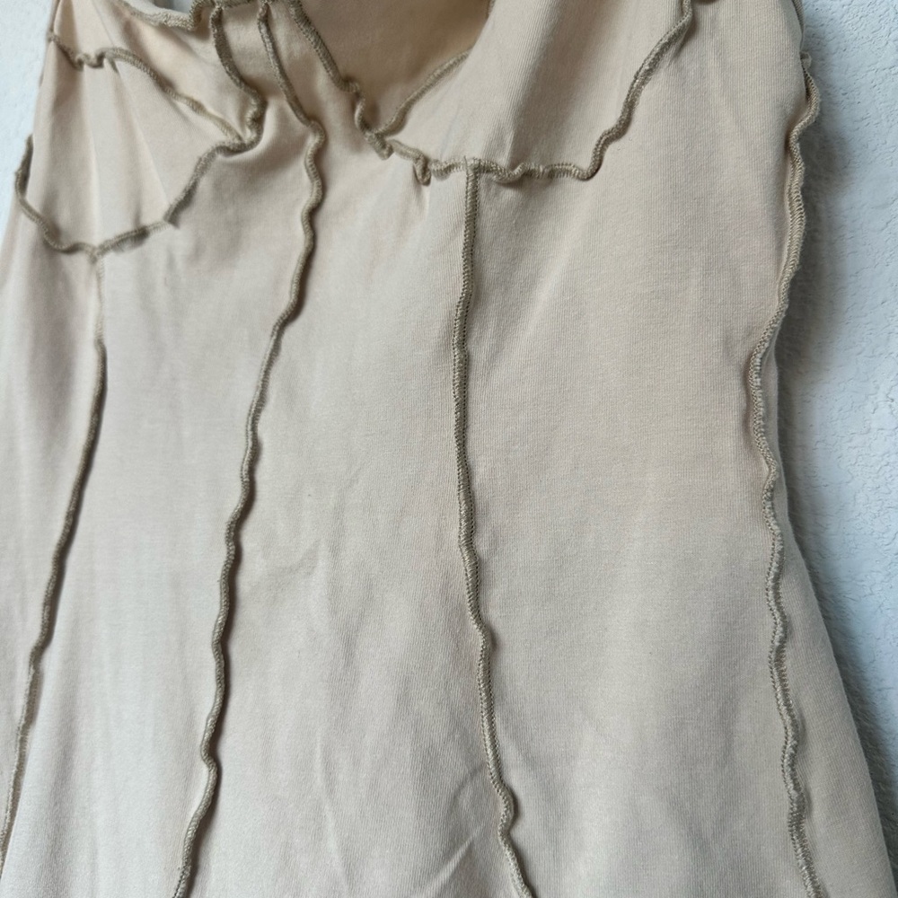 Beige Ruffled Slip Dress - Picture 2 of 2